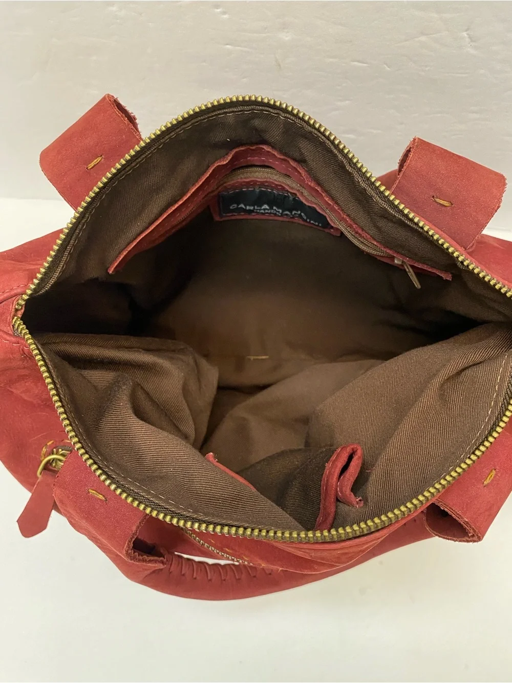 Carla Mancini Burgundy Suede Handbag